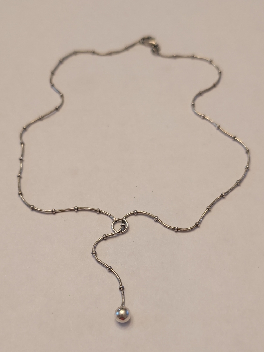 Sterling Silver Necklace with Silver Ball Drop